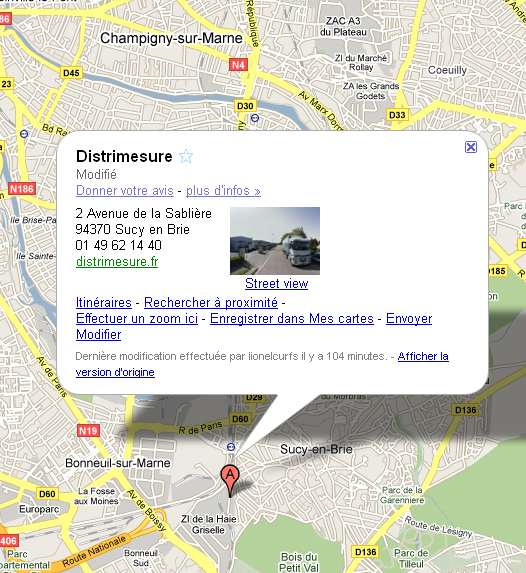 Distrimesure Google map
