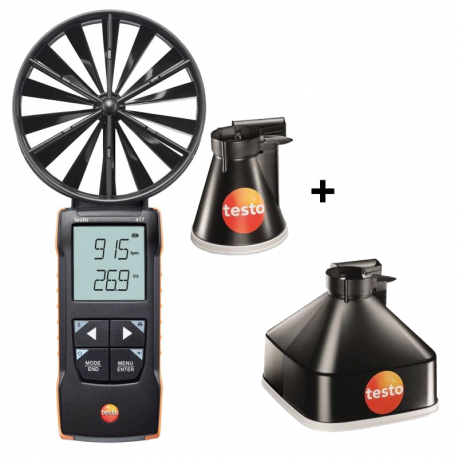 testo 417 KIT 1 - Anémomètre numérique à hélice de 100 mm et jeu de cônes - TESTO