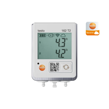 testo 162 T2 - Enregistreur de données en ligne avec afficheur et 2 raccords pour sondes de température CTN