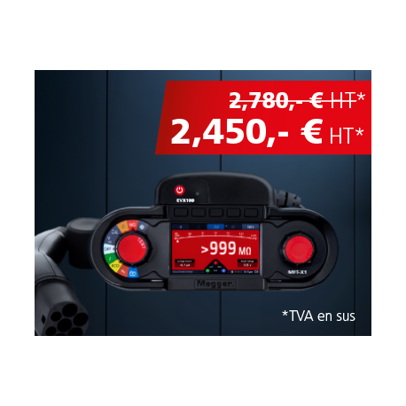 Kit expert IRVE – Testeur multifonction MFT-X1 & Adaptateur bornes de recharge EVX100 – Megger