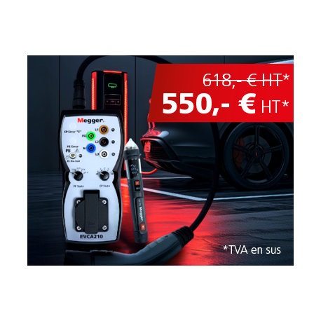Kit installateur IRVE – Adaptateur bornes de recharge EVCA210 & Détecteur de tension VF-T5 – Megger