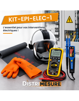 KIT-EPI-ELEC-1 – Kit Mesure EPI électricien étudiant – Multimètre TRMS + VAT + Gants Classe 0 + Casque Arc-Flash + Tapis