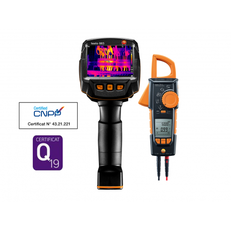 Kit caméra thermique 320x240 px & pince ampèremétrique TRMS Bluetooth – testo 883-1 + testo 770-3 – Testo