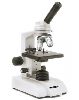 B-110 Microscope monoculaire, WF10x/18mm, Achro. DIN 4x, 10x, 40x,125x130mm, 0.65 avec diaph. à iris Néon fluo. 5W