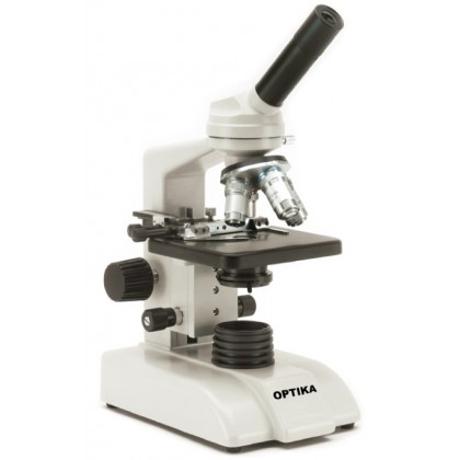 B-120 Microscope monoculaire, WF10x/18mm, Achro. DIN 4x, 10x, 40x et 100x,O.N 1.25 avec diaph. à iris, Néon fluo. 5W - OPTIKA