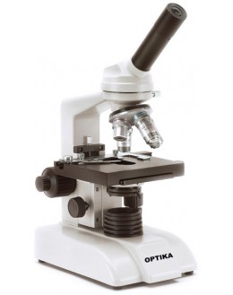 B-125 Microscope monoculaire, WF10x/18mm, Achro. DIN 4x, 10x, 40x et 60x, 125x130mm avec surplatine à deux niveaux, LED - OPTIKA