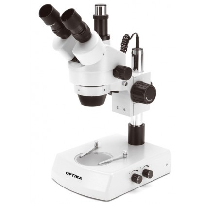 SZM-2 Stéréomicroscope à zoom trinoculaire 7x...45x, éclairage halogène incident & transmis - OPTIKA