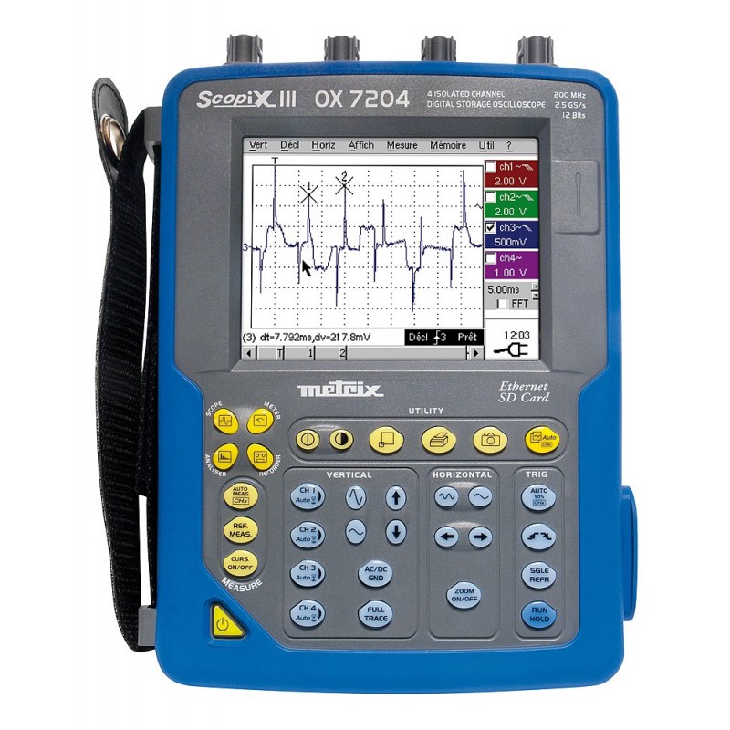 Oscilloscope Portable 1 MHz Avec Pince De Test - Écran 2.8 Pouces, échantillonnage 8.33 MS/s, Tension ±400V, Batterie Li-ion