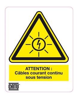 AT-7011 - Lot de 20 planches de 12 étiquette câble courant continu sous tension - CATU