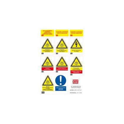 AT-7010 - Planche de 10 étiquettes de signalisation photovoltaïque - CATU