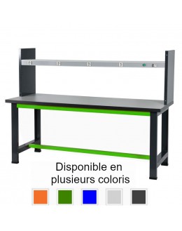 Établi d'atelier électrifié avec étagère haute