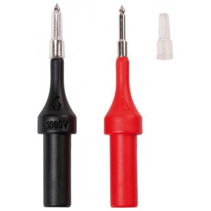 Lot de 2 cordons pointe de touche Ø4mm avec fiche coudée : 1 rouge